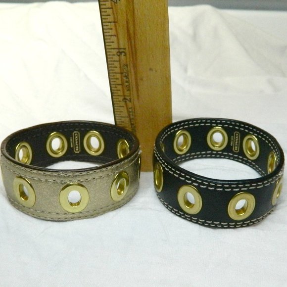 Coach Jewelry Coach Leather Brass Grommet Bracelets Set Of 2 Poshmark